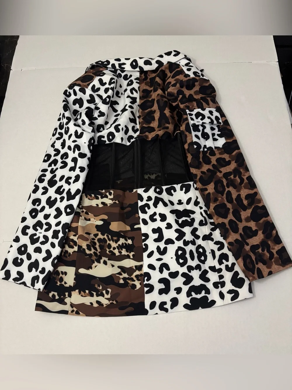 AKIRA BEIBS IN THE TRAP CORSET BLAZER IN PATCHWORK CHEETAH XL - Picture 10 of 13